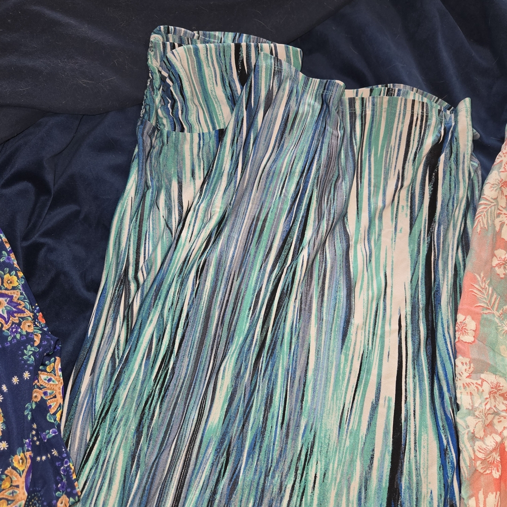 Striped Blue and Green Palazzo Pants